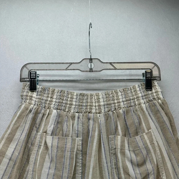Briggs Shorts Womens Size S Striped Drawstring Tasseled Linen Blend Beige - Picture 5 of 10